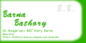 barna bathory business card